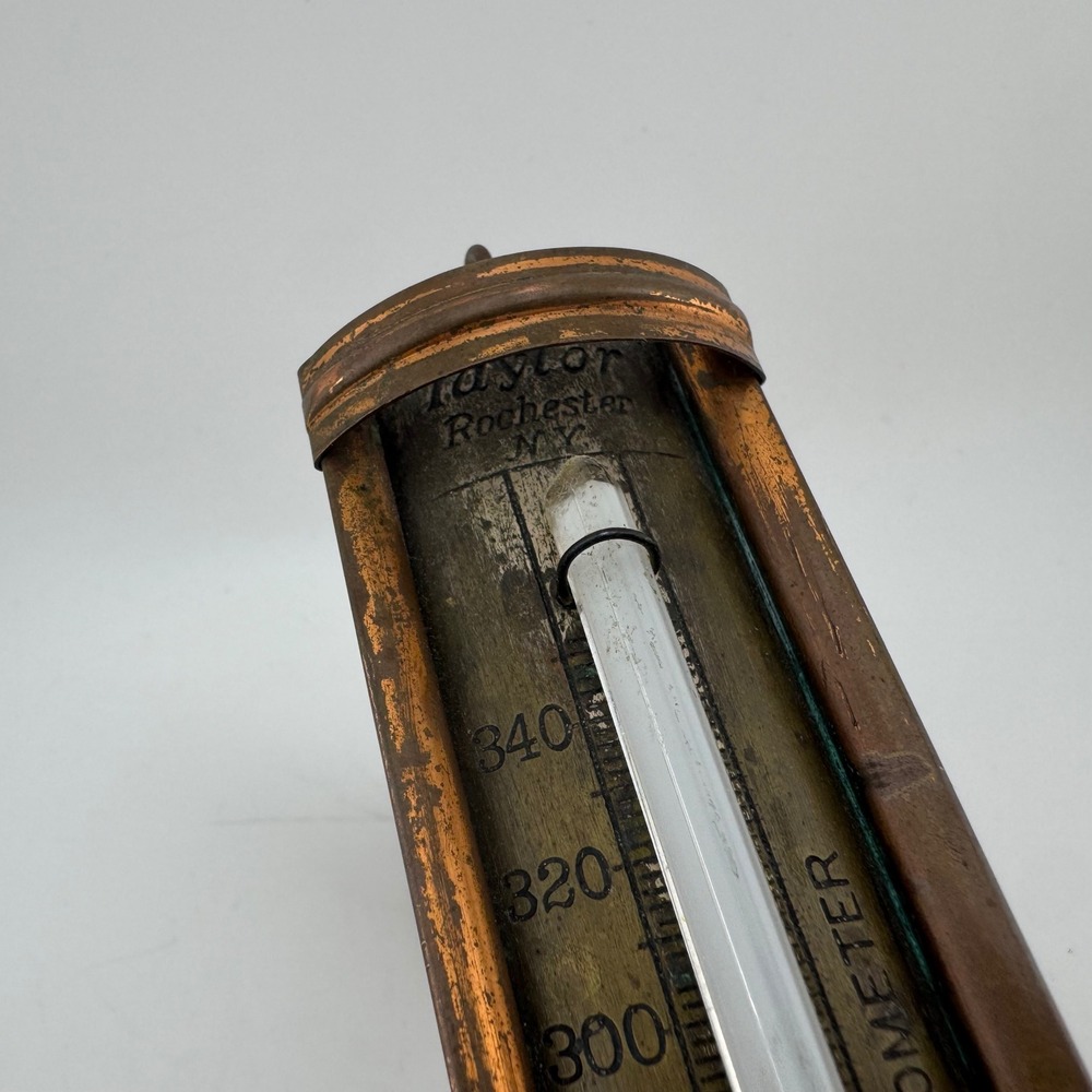 Taylor Copper Vintage Home Candy Thermometer Wood Handle Rochester NY